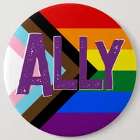 Progress Pride Flag Ally Grunge Font Button