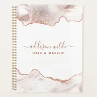 Chic White Marble Agate Rose Gold Glitter Planner