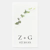 Green English Ivy Vine Watercolor Wedding Paper Guest Towels