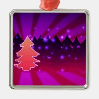 Christmas Trees Shades of Purple Metal Ornament