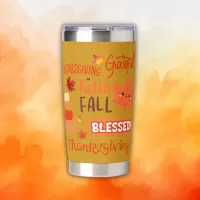 Fall Decor Pumpkin Thanksgiving on Yellow | Insulated Tumbler