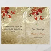 Rustic leaves fall  bi fold Wedding program