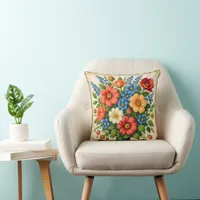Multicolour Retro Style Floral Throw Pillow