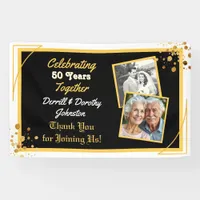 Black and Gold Balloons 50th Anniversary Banner