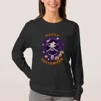 Cute Kawaii Girl in Pumpkins Halloween T-Shirt