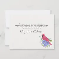 Cardinal Red Bird Funeral Thank You Note Card