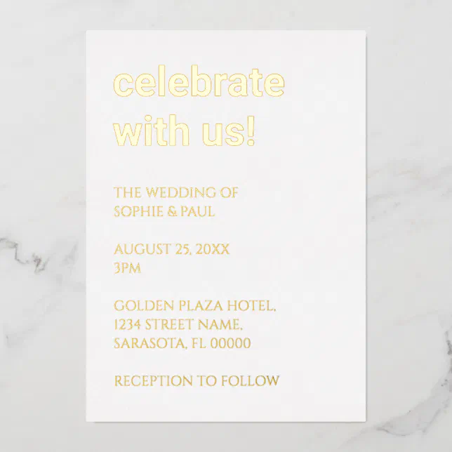 Simple Stylish Wedding Foil Invitation