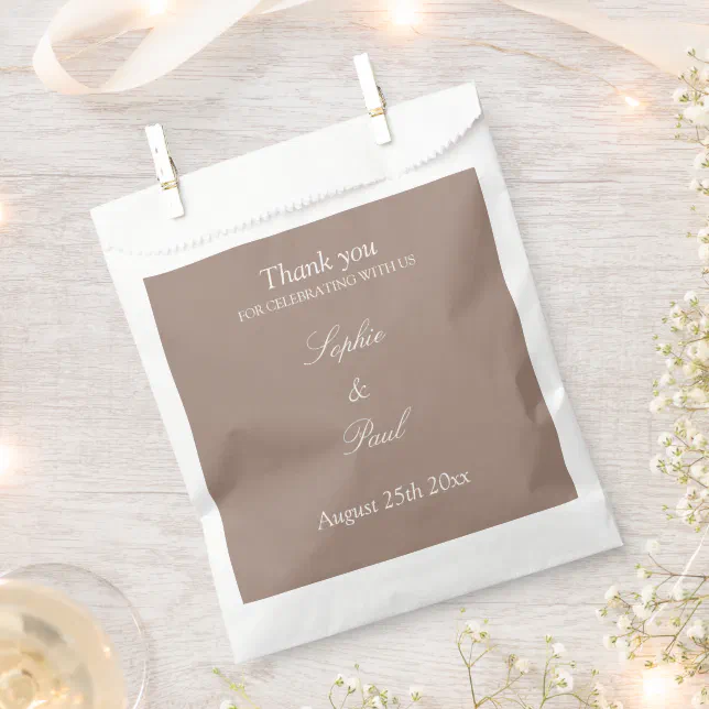 Elegant Taupe Wedding Thank You Favor Bags