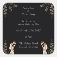 Invitation Wedding layout you can personalize Square Sticker