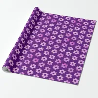 Pretty Purple Flower Pattern Wrapping Paper