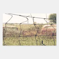 Rural Junkyard, Vechicles Rusting Away in a Field Rectangular Sticker