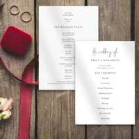 Elegant Text  Black White Wedding Program