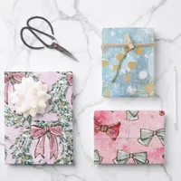 Cute Chic Christmas Wreaths And Bows Wrapping Paper Sheets