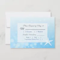 Blue Starfish Oceanic Wedding RSVP card