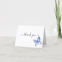 Blue Butterfly Funeral Memorial Thank You Card