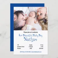 Welcome Baby Boy Photo Party Invitation