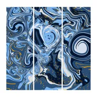 Blue, White and Gold Swirls Fluid Art  