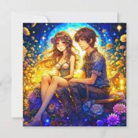 Personalized Romantic Anime Couple Valentine's Day Card