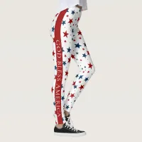 God Bless America Red Blue USA Stars Pattern Leggings