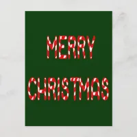 Merry Christmas Candy Cane Font Holiday Postcard