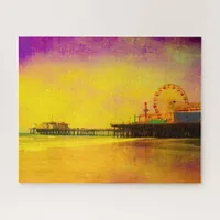 Yellow and Purple Santa Monica Pier Jigsaw Puzzle