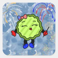 Fourth of July Firework Holiday Freedom Pickle     Square Sticker