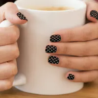 Simple Traditional Pink Flowers | Floral Black Minx Nail Art