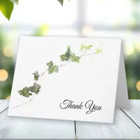 Green English Ivy Vine Watercolor Thank You