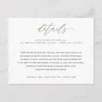 Wedding Details Info Hand Writing Calligraphy Enclosure Card