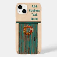 Southwest Chile Wreath on Rustic Blue Wood Door Case-Mate iPhone 14 Plus Case