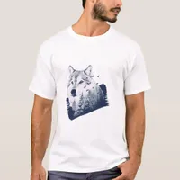 Wolf Blue Forest Grunge T-Shirt