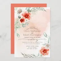 Wedding  | Watercolor Scarlet Flame Floral Invitation