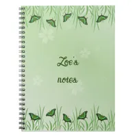 Green butterfly on light green  - customizable  notebook