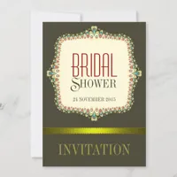 Olive Modern Vintage Bridal Shower Invitation