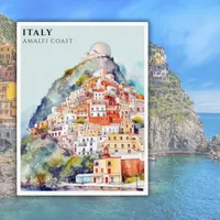 Watercolor Italy Amalfi Coast Travel  Postcard