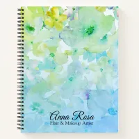 *~* Floral & Chic Turquoise Pastel Watercolor Notebook