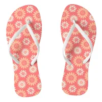 Stylized Peach Sunflowers & Cream Daisies Flip Flops