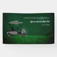 Golfer Bachelor Party - Green Golf cart -  Golfing Banner