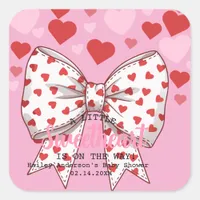  Little Sweetheart Is on the Way red baby shower Square Sticker