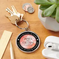 Elegant 35th Coral Wedding Anniversary Celebration Keychain