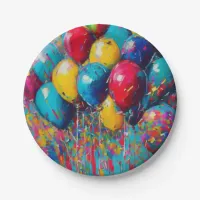 Gender Neutral Colorful Fun Birthday Balloons Cake Paper Plates