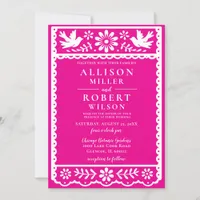 Mexican Papel Picado Pink Wedding Invitation
