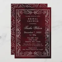 Silver Red Winter Foliage Holiday Bridal Shower  Invitation