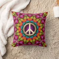 Happy Hippy Colors ♥ Peace Love Unity Respect Throw Pillow