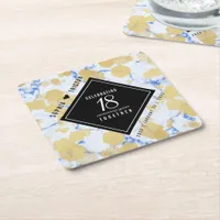 Elegant 18th Porcelain Wedding Anniversary Square Paper Coaster