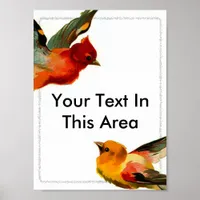 Birds Frame 2, Your Text In This Area Poster