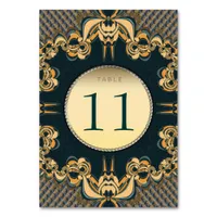 Modern Lace Teal Gold Table Number Card