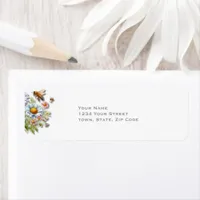 Watercolor Wildflowers Bee Wedding Label