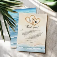 Beach Wedding Thank You Card with Ocean Waves