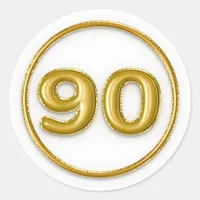 Gold Balloon Number 90 Round Sticker